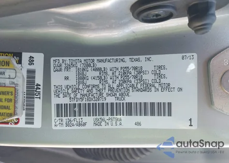 2013 Toyota Tundra Grade 5.7L V8 z USA, uszkodzony, nr VIN 5TFDY5F18DX320719